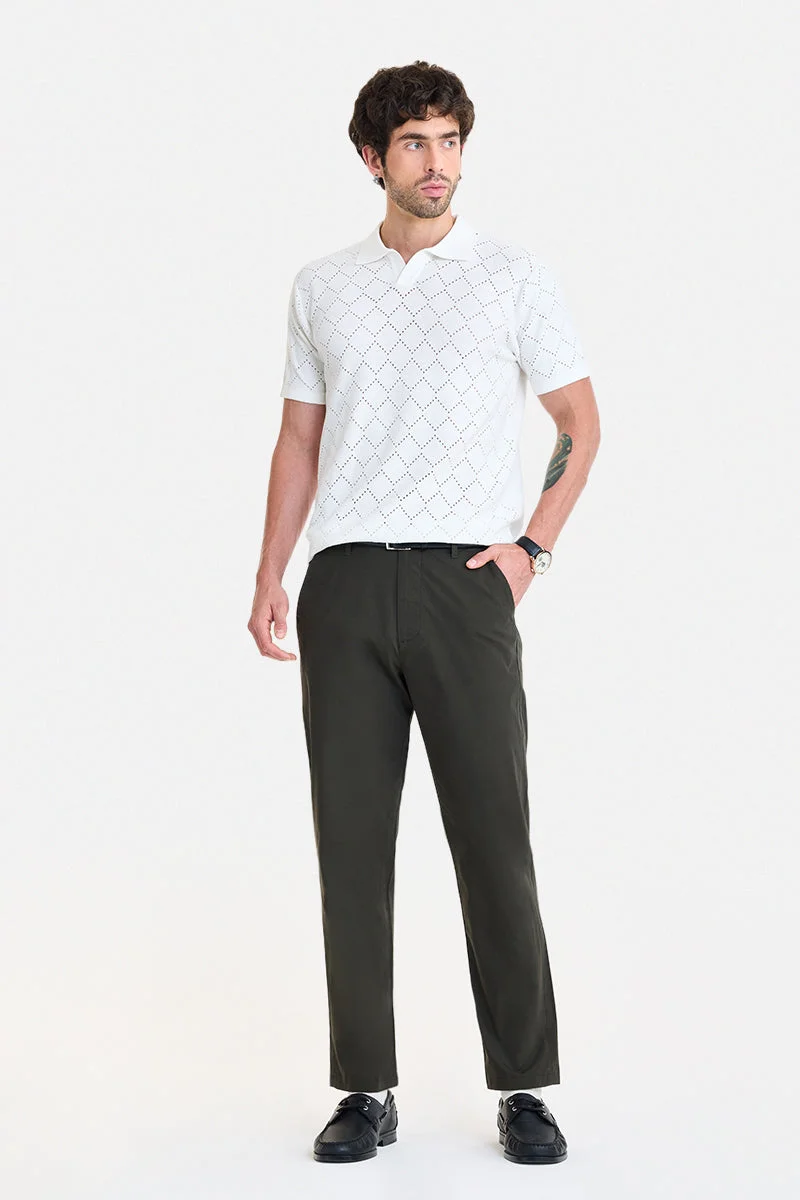 SNITCH White Geometric Half Sleeve Regular Fit T-Shirt
