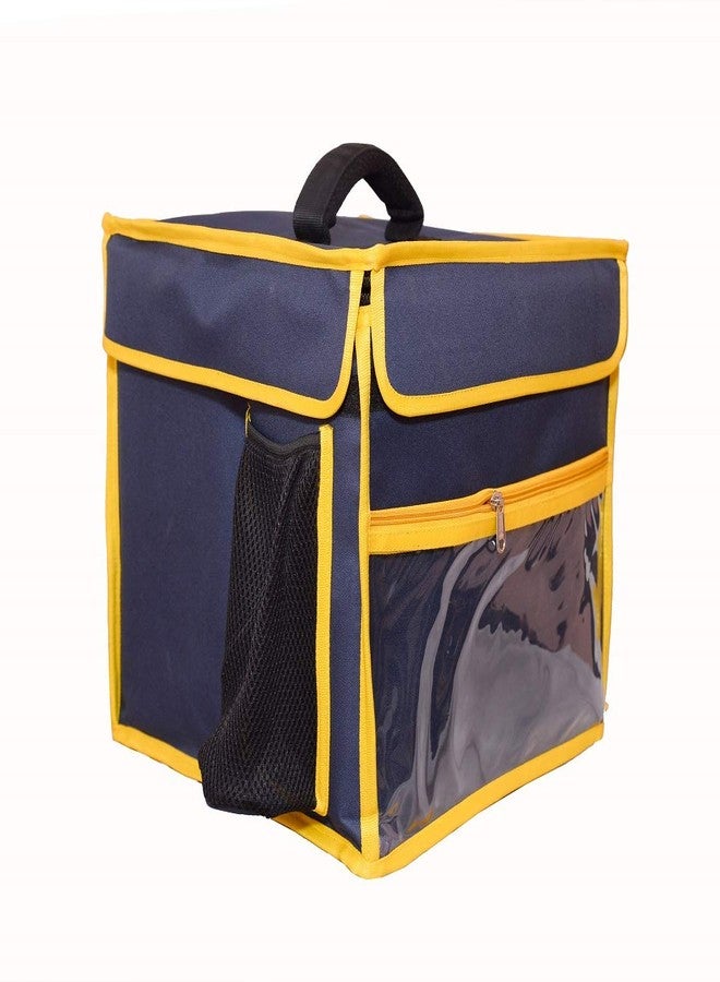 Quaffor Food/Pizza/Tiffin Delivery Bag 14 * 14 * 14 Nay Blue with Yellow Color - Image 3