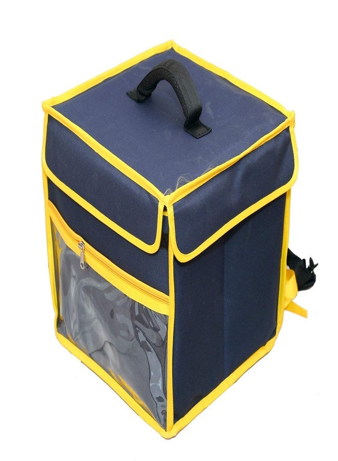 Quaffor Food/Pizza/Tiffin Delivery Bag 14 * 14 * 14 Nay Blue with Yellow Color - Image 4