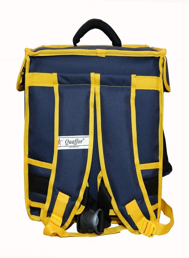 Quaffor Food/Pizza/Tiffin Delivery Bag 14 * 14 * 14 Nay Blue with Yellow Color - Image 5