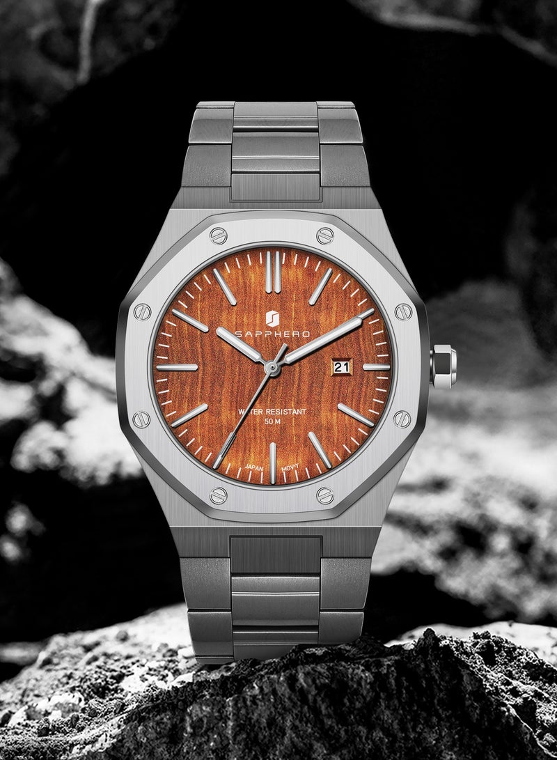 Sapphero Watch for Men Stainless Steel Mens Watches Waterproof Analog Quartz Movement Wrist Watch Gifts for Men - Image 4