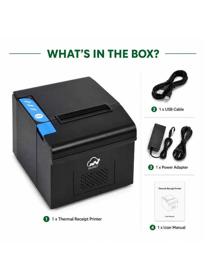 BASEET BAS-164 Thermal Receipt Printer 80×80 – High-Speed POS System Printer for Retail, Restaurant & Billing Counters - Image 5