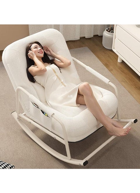 Rocking Chair Leisure Adjustable Back Chair Single Lazy Sofa With Storage Bag Suitable Comfortable and Soft Room Furniture For Living Room Bedroom Balcony