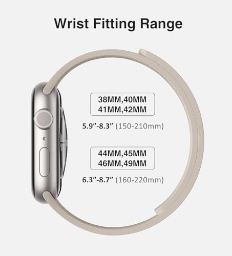 Nereides Magnetic Silicone Band Compatible with Apple Watch Band Ultra 3/2/1 & SE 3/2/1 & Series 11 10 9 8 7 6 5 4 3 49mm 46mm 45mm 44mm Strong Magnetic Clasp, Waterproof & Adjustable (Starlight) - Image 5