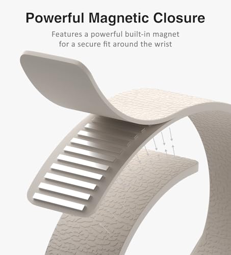 Nereides Magnetic Silicone Band Compatible with Apple Watch Band Ultra 3/2/1 & SE 3/2/1 & Series 11 10 9 8 7 6 5 4 3 49mm 46mm 45mm 44mm Strong Magnetic Clasp, Waterproof & Adjustable (Starlight) - Image 3