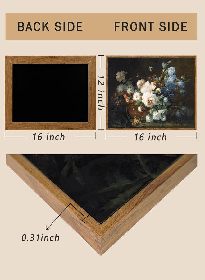 ARPEOTCY Vintage Framed Canvas Wall Art, Bathroom Hydrangea Peonies Floral Pictures Prints Retro Wall Decor, Farmhouse Moody Bedroom Living Room Flower Paintings, 12x16 Inch - Image 5