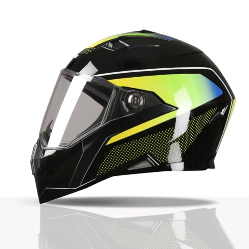 TVS Racing Anti Matter FullFace Helmet for Bike & Motorcycle Riders-DOT &ISI Certified-Lightweight ABS Shell,UV Resistant-Ventilated Comfort Liner,Quick-Release Visor &Chin Strap(Glossy Black Green/M) - Image 1