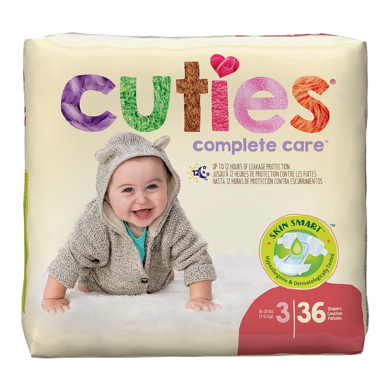 First Quality Cuties Complete Care Baby Baby Diaper Size 3, 16 to 28 lbs. CR3001, 36 Ct - Image 1