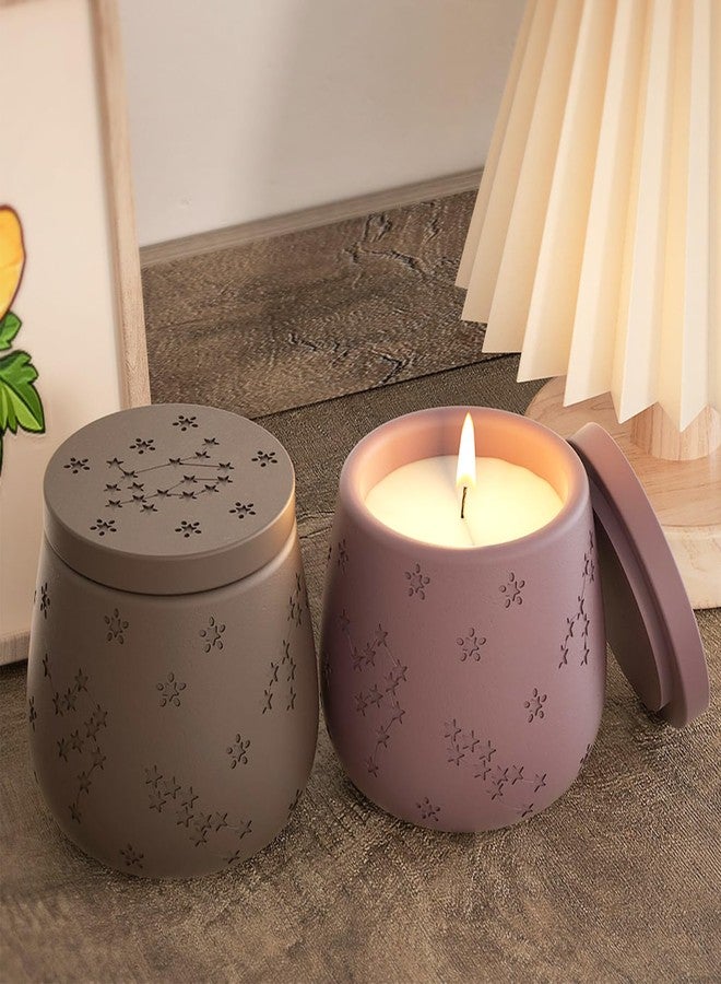 Japleed Zodiac Silicone Jar Molds with Lid, Star Design Candle Holder Container Storage Resin Concrete Molds, Constellation Box Succulent Pot Jewelry Holder Casting Mould for Decoration Crafting - Image 4