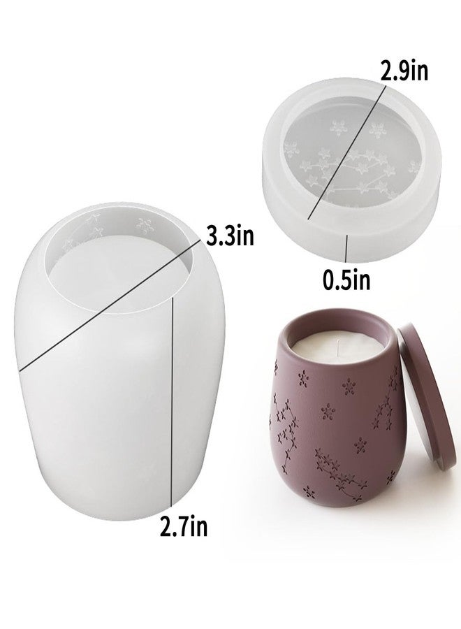 Japleed Zodiac Silicone Jar Molds with Lid, Star Design Candle Holder Container Storage Resin Concrete Molds, Constellation Box Succulent Pot Jewelry Holder Casting Mould for Decoration Crafting - Image 3