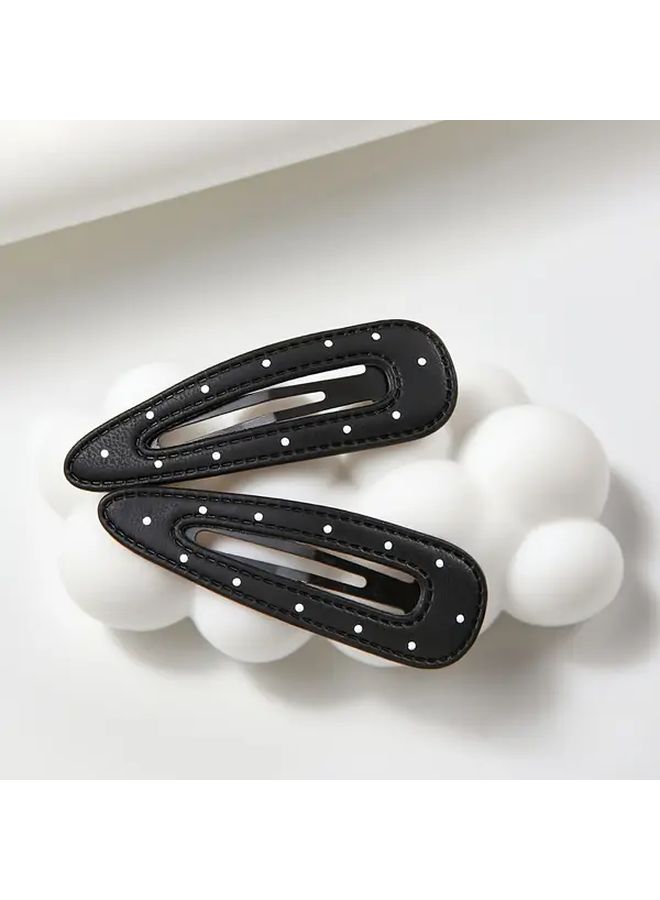 2pcs Black Polka Dot Hair Clips Durable Plastic Side Bangs Clips For Daily Commute And Parties Secure Hold For Wigs And Hair Accessories - Image 5