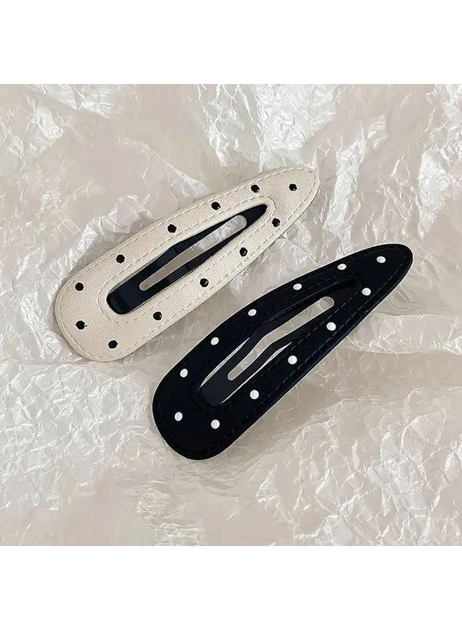 2pcs Black Polka Dot Hair Clips Durable Plastic Side Bangs Clips For Daily Commute And Parties Secure Hold For Wigs And Hair Accessories - Image 3