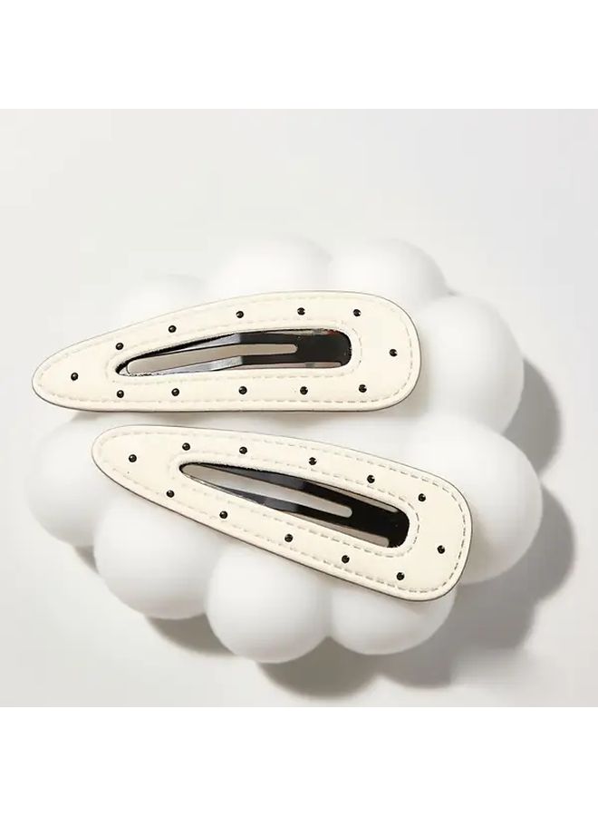 2pcs Black Polka Dot Hair Clips Durable Plastic Side Bangs Clips For Daily Commute And Parties Secure Hold For Wigs And Hair Accessories - Image 2