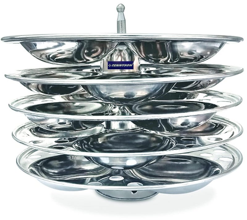 TENNYSON TENNYSON IDLI MAKER DELIGHT SPECIAL 5 PLATES 20 BIG IDLIES THICK GAUGE EXTRA DEEP IDLY PLATES - Image 3