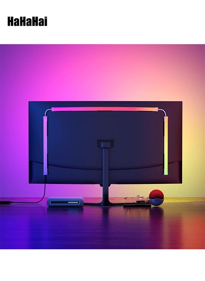 هاهاهاي إضاءة خلفية LED للشاشة، شريط إضاءة LED متزامن مع لون الشاشة أو الموسيقى، شريط إضاءة RGB للكمبيوتر خلف الشاشة، مصابيح LED للألعاب المكتبية، يدعم الكمبيوتر الشخصي أو Mac مقاس 24 بوصة  - Image 1