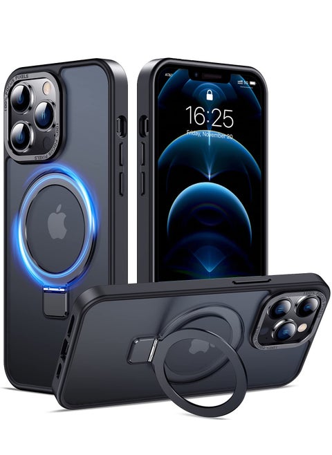 iPhone 12 Pro Max MagSafe Case with Magnetic Invisible Stand,【Full Shockproof Protection】Matte Back Phone Cover with Magnet Kickstand for Apple 12 Pro Max (2020)(Black)