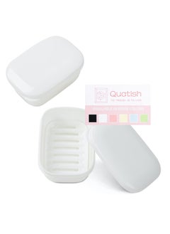 2 Pack Travel Soap Container Holder，Portable Soap Holder Case with Lid for Camping Gym Travel，White