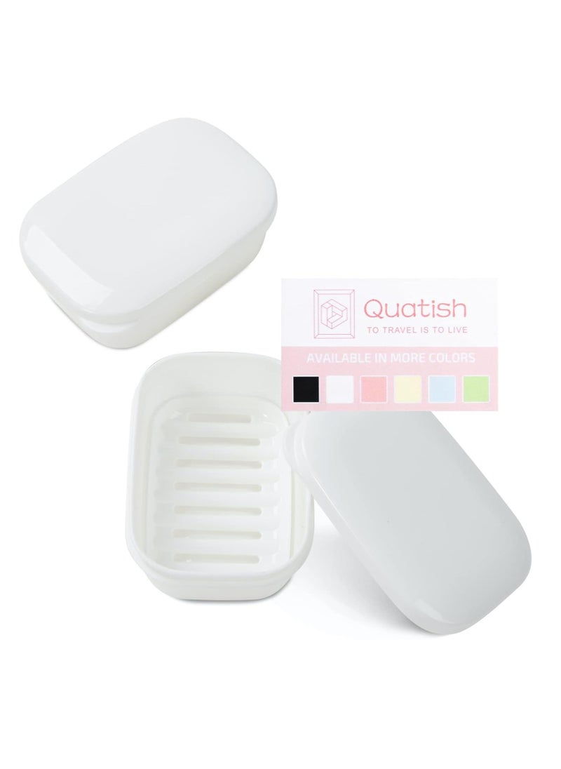Oasisgalore - 2 Pack Travel Soap Container Holder，Portable Soap Holder Case with Lid for Camping Gym Travel，White - Image 1