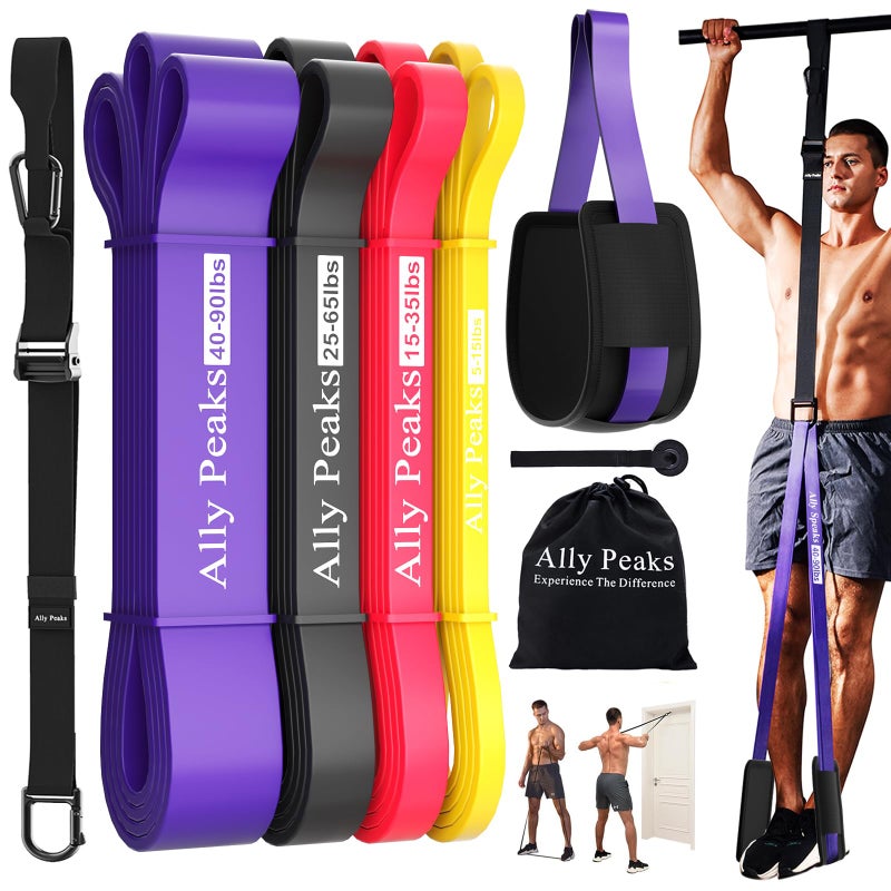 Ally Peaks Pull Up Assistance Bandsï¼ŒHeavy Duty Resistance Band for Pull Up Barï¼ŒAdjustable Weight/Size with Fabric Feet/Knee Rest Pull up bands,Up to 410lbs Assistanceï¼Œresistance bands and assist bands - Image 1