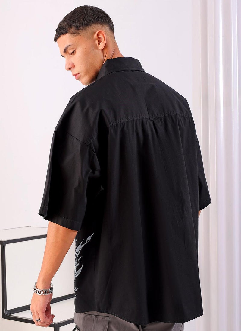 The Indian Garage Co Men Oversized Anime Print Half Sleeves Cutaway Collar Street Wear Shirt  - Image 2
