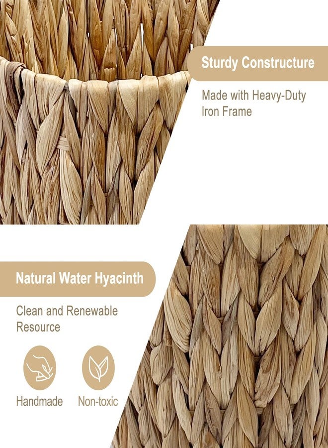 EITMOW Water Hyacinth Wicker Trash Can, Handwoven Natural Fiber Waste Basket, Small Boho Decorative Garbage Bin for Bathroom, Bedroom, Office, 7.5"×6.5"×11" - Image 5