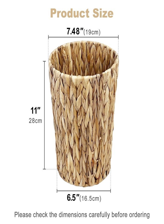 EITMOW Water Hyacinth Wicker Trash Can, Handwoven Natural Fiber Waste Basket, Small Boho Decorative Garbage Bin for Bathroom, Bedroom, Office, 7.5"×6.5"×11" - Image 2