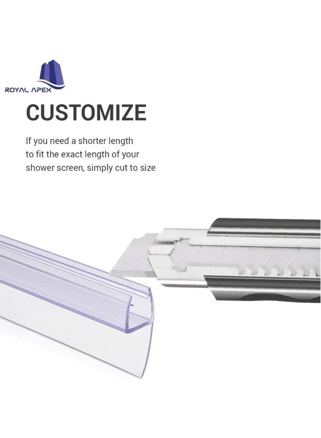 Royal Apex Royal Apex Translucent Weather Stripping Seal Sweep with Drip Rail, Shower Door PVC Silicone Lip Seal Strip for 8,10,12MM Frame-less Glass (1 Meter x 6Pcs) (8mm Glass, Ч Shape (Side Lip))  - Image 4