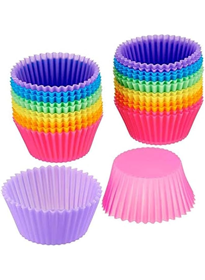 PROMASS 7Cm Muffin Cupcake Mould Colorful Round Shape Silicone Cupcake Mould Bakeware Maker Mold Tray Baking Cup Liner Molds, Multi Color - Image 1