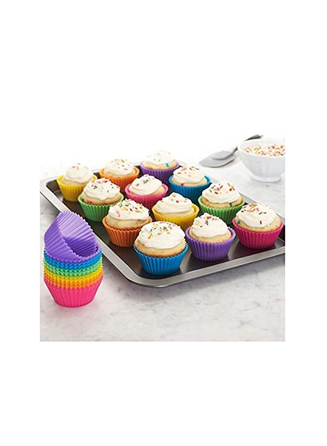 PROMASS 7Cm Muffin Cupcake Mould Colorful Round Shape Silicone Cupcake Mould Bakeware Maker Mold Tray Baking Cup Liner Molds, Multi Color - Image 4