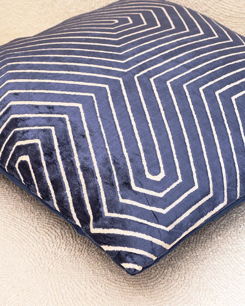 REDTAG Navy Square Jacquard Cushion