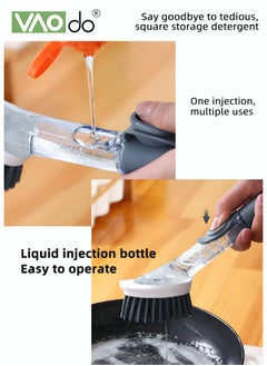 VAOdo Dish Brush with Soap Dispenser Storage Soap Dispensing Dish Brush for Cleaning Dishes, Pots, Sink, Bath tub - Dishwashing Brush with Long Handle and 2 Replaceable Sponge 2 Dish Brush  - Image 5