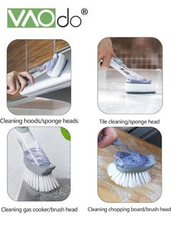VAOdo Dish Brush with Soap Dispenser Storage Soap Dispensing Dish Brush for Cleaning Dishes, Pots, Sink, Bath tub - Dishwashing Brush with Long Handle and 2 Replaceable Sponge 2 Dish Brush  - Image 2
