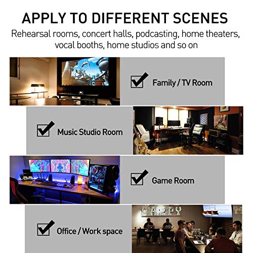 Focusound 52 Pack Grey Acoustic Foam Panels 1" x 12" x 12" Sound Proof Foam Panles Soundproofing Noise Cancelling Wedge Panels for Home Office Recoding Studio with 300PCS Double-Side Adhesive - Image 5