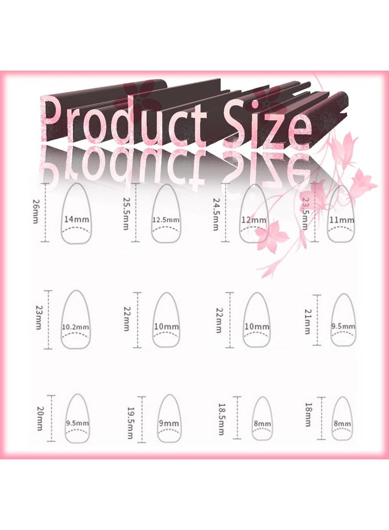 خاجول 24 قطعة ثلاثية الأبعاد بتصميم زهري ثلاثي الأبعاد بتصميم عين القطة بالضغط على الأظافر، أظافر أظافر فرنسية مانيكير أظافر أظافر أظافر أكريليك متوسطة التغطية لوزية كاملة أظافر مزيفة عصا على الأظافر جل أظافر مزيف وردي فاتح عين القطة جل أظافر نسائي للفتيات - Image 2