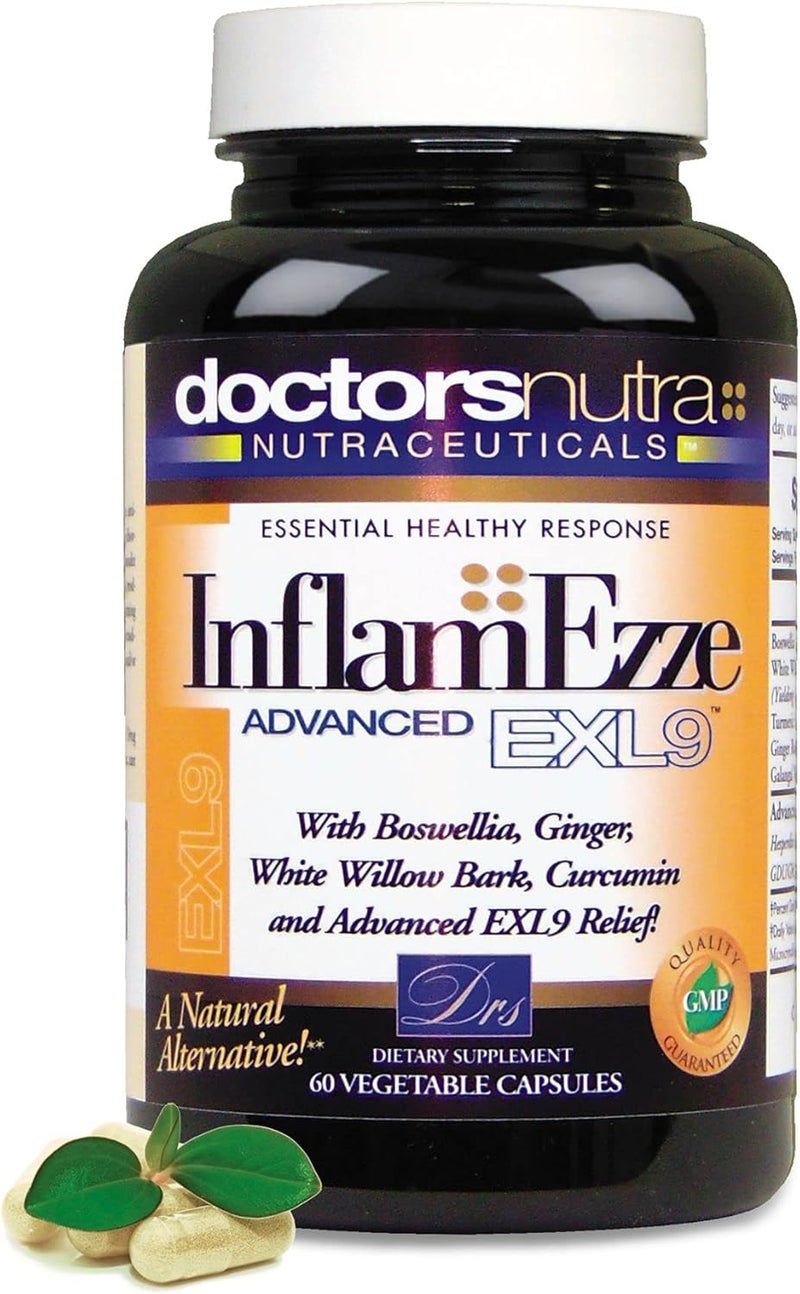 InflamEzze by Doctors Nutra - Day or Night, with Turmeric and Curcumin Supplement - Gluten-Free, 60 Capsules