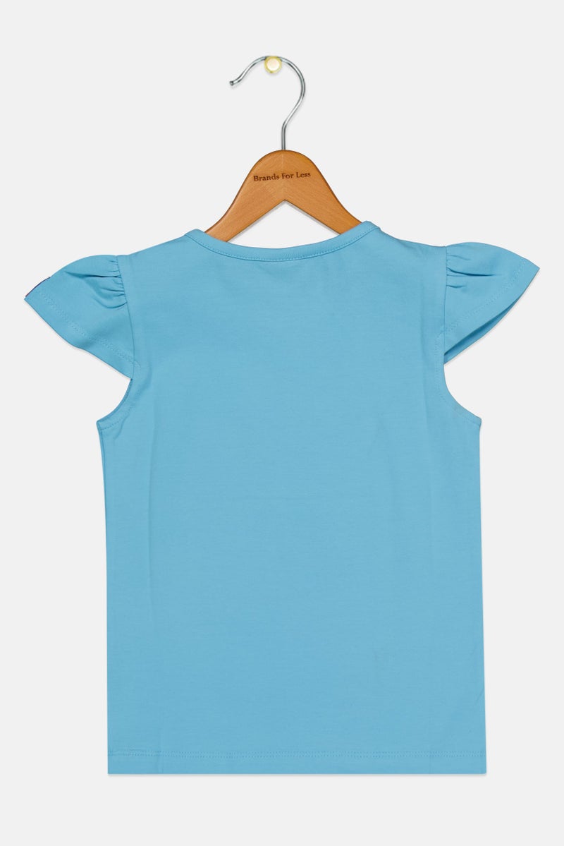 Hamleys Kids Girl Crew Neck Long Sleeve Graphic Print T-Shirt, Light Blue - Image 2