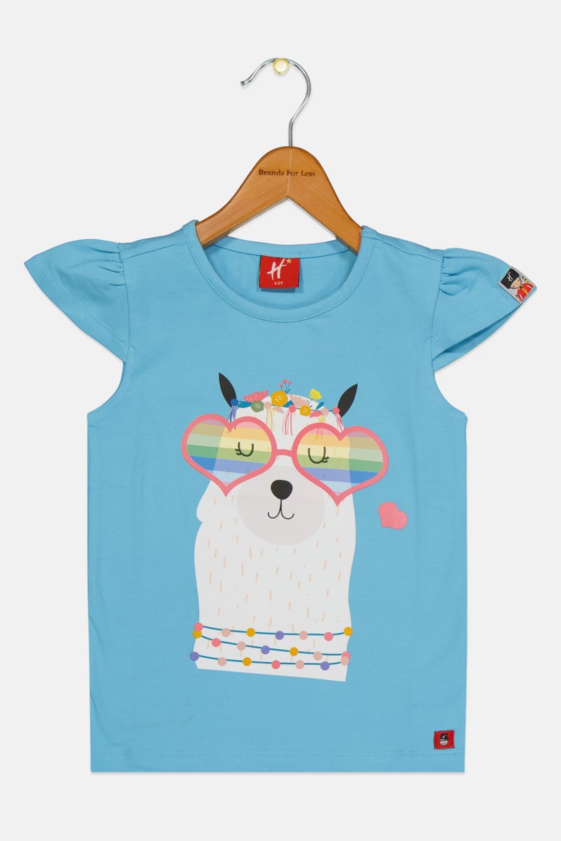 Hamleys Kids Girl Crew Neck Long Sleeve Graphic Print T-Shirt, Light Blue - Image 3