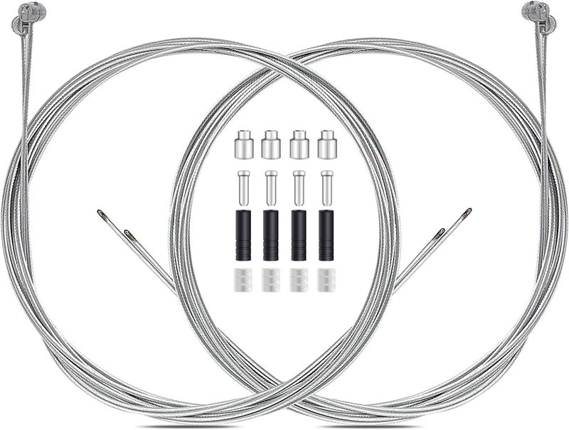 mamakoi 4PCS Premium Bike Brake Cable Set,Universal Standard Bicycle Brake Cable, Professional Bicycle Brake line For Front and Rear Mountain MTB or Road Bikes,include Free Cable Cap End Crimps accessories 2M - Image 1