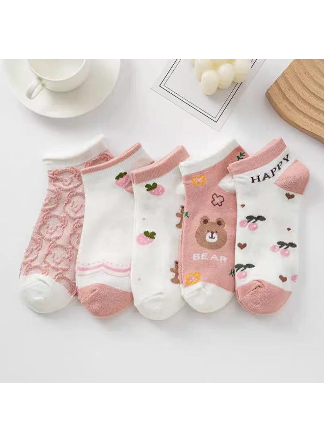 Trendora  Women's Cotton Ankle Socks, Mixed Colours, 6 Pairs, Cotton Blend, Casual Comfort, Closed Toe - Image 2