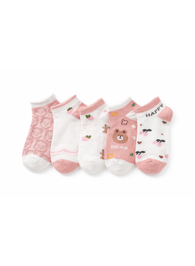 Trendora  Women's Cotton Ankle Socks, Mixed Colours, 6 Pairs, Cotton Blend, Casual Comfort, Closed Toe - Image 1