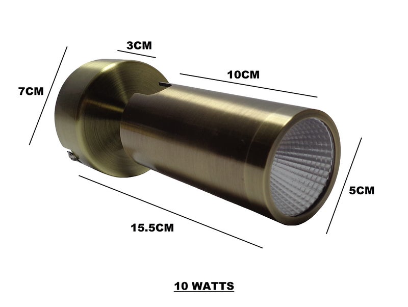 Mufasa 10 Watts Antique Brass Finish 6Inch LED Spotlight Focus Light Bedroom Reading Display Wall Light (Warm White) - Image 2