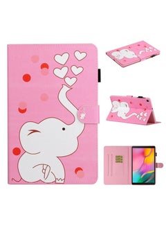 Samsung Galaxy Tab A8.0 2019 T290 Colored Drawing Pattern Horizontal Flip PU Leather Case with Holder and Card Slot Loving Elephant