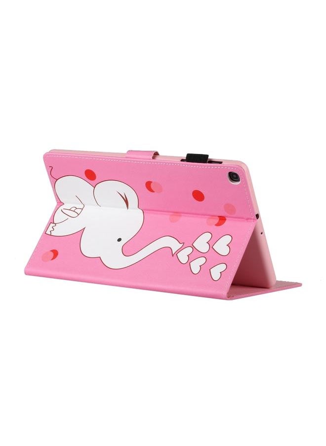 Green Tiger - Samsung Galaxy Tab A8.0 2019 T290 Colored Drawing Pattern Horizontal Flip PU Leather Case with Holder and Card Slot Loving Elephant - Image 1