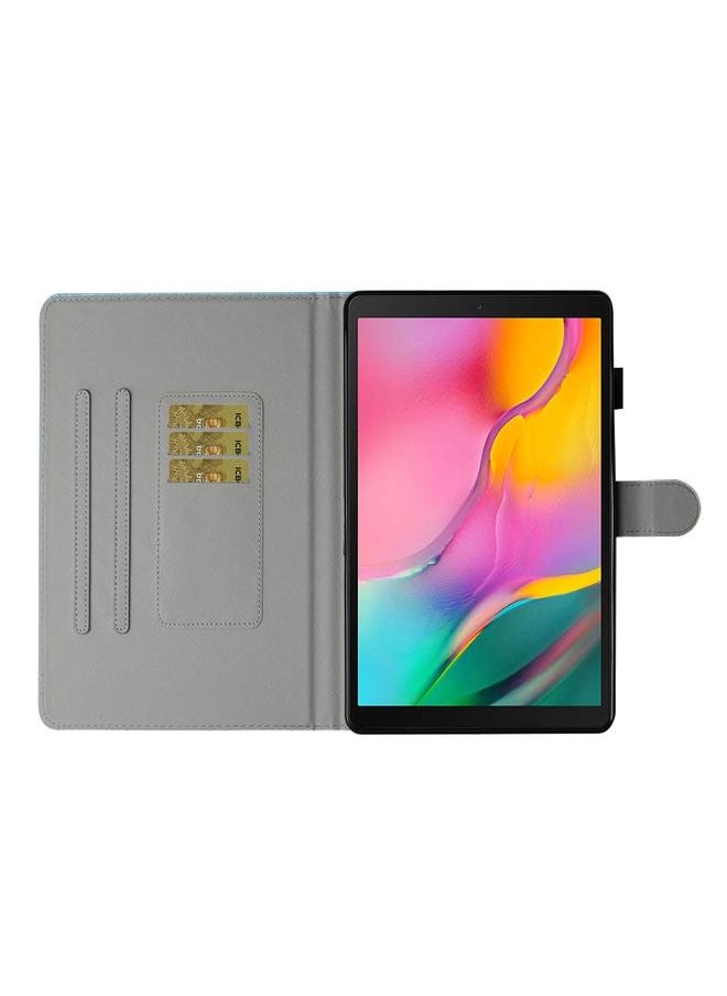 Green Tiger - Samsung Galaxy Tab A8.0 2019 T290 Colored Drawing Pattern Horizontal Flip PU Leather Case with Holder and Card Slot Loving Elephant - Image 1