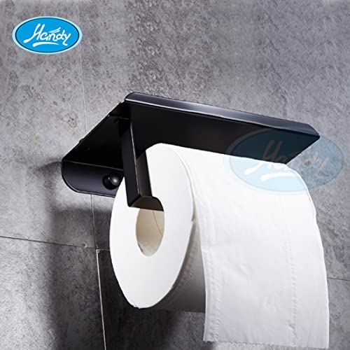 HANDY Bathroom Accessories Stainless Steel Black Toilet Paper Holder with Shelf, Toilet Paper Dispenser, Tissue Dispenser with Phone Shelf Perfect for Baby Wipe| Pack of 1 pcs - Image 5