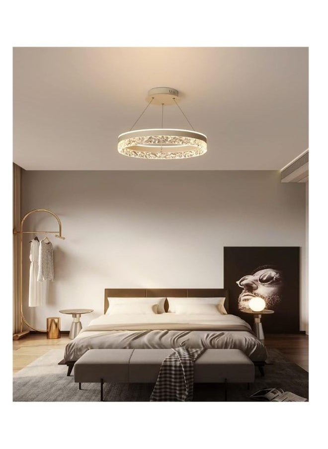 A F N Lighting - AFN LIGHTING Modern Crystal Round Chandelier - LED Dimmable Pendant Lamp with Ripple Acrylic Border for Bedroom, LED Ceiling Lights for Living Room, Kitchen Chandelier, Gold Chandelier - Image 1