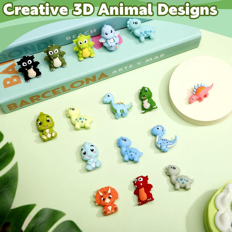 Ferreve 16 Pcs 3D Dinosaur Beads Animal Silicone Focal Beads for Keychain Making Pens Focal Bead Bulk for Beadable Keychain DIY Crafts Necklace Bracelet Phone Chain Charms Jewelry Making - Image 5