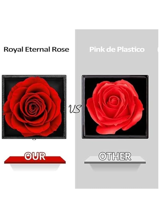 بيوينتي صندوق هدايا أنيق مع وردة حمراء محفوظة قلادة على شكل قلب بعبارة I LOVE YOU للأم والابنة والصديقة والزوجة في الذكرى السنوية والزفاف وأعياد الميلاد - Image 3
