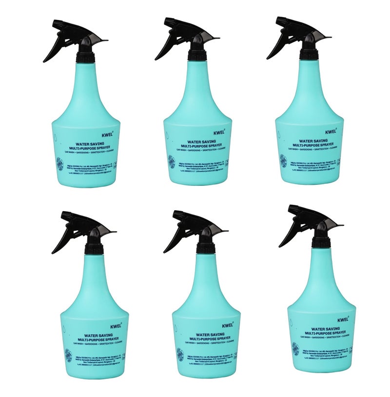 KWEL Spray Bottle (Aqua) 1000 ML for Multipurpose Use - Blue Pack of 6 - Image 1