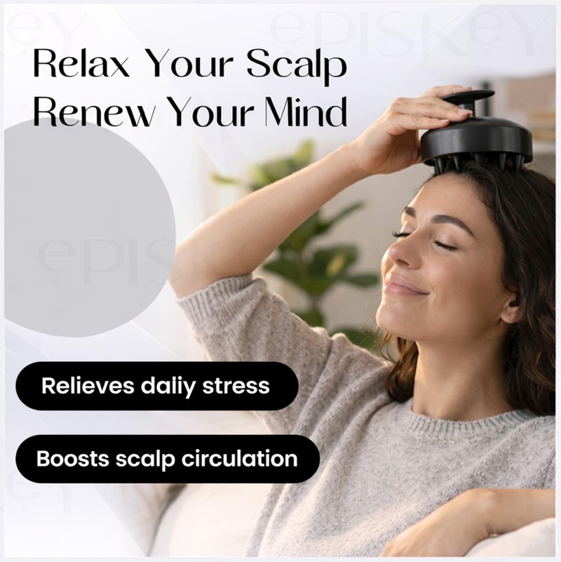 Episkey Scalp Massager Shampoo Brush for Hair Wash Anti-Dandruff Silicone Scalp Scrubber with Soft Bristles Deep Clean, Exfoliation & Hair Growth Ayurvedic Head Massage Brush for Men&Women(BLACK-35) - Image 5